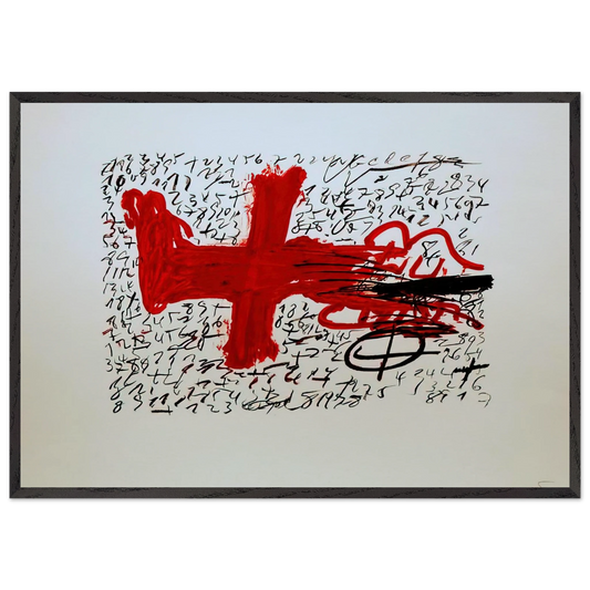 JAMBE ET CHIFFRES 1984 - Antoni Tapies Framed Art Print – Black Wooden Frame - Default Title - -Framed Art Print