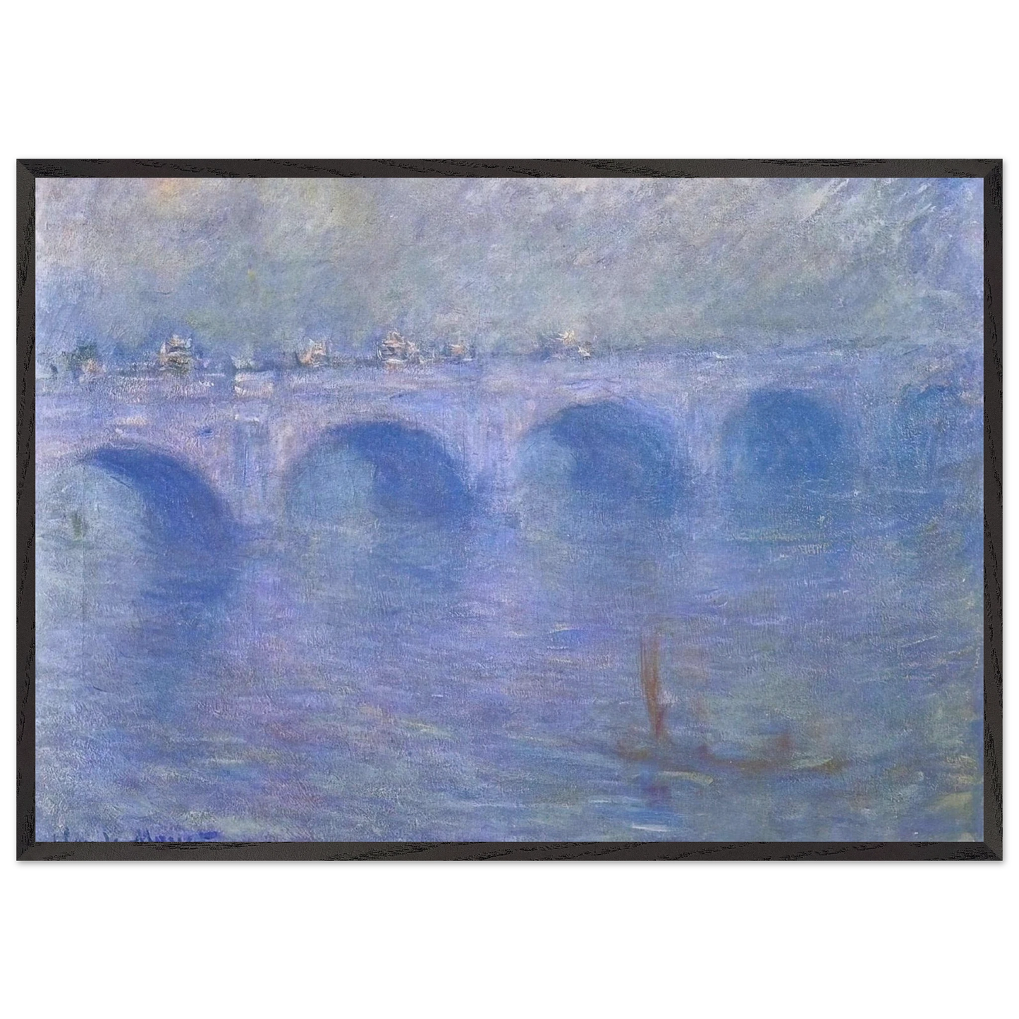 Waterloo Bridge in the Fog - claude monet Framed Art Print – Black Wooden Frame - Default Title - -Framed Art Print