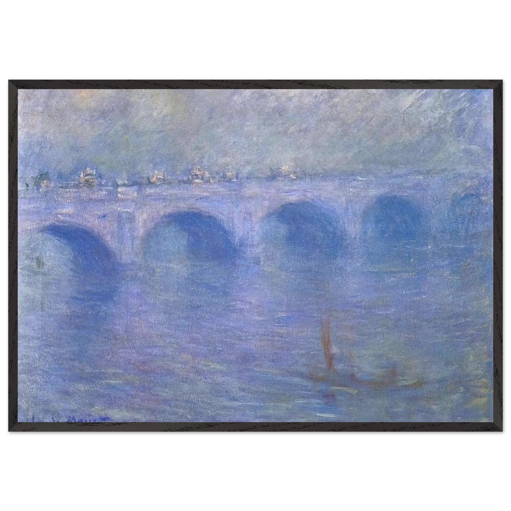 Waterloo Bridge in the Fog - claude monet Framed Art Print – Black Wooden Frame - Default Title - -Framed Art Print