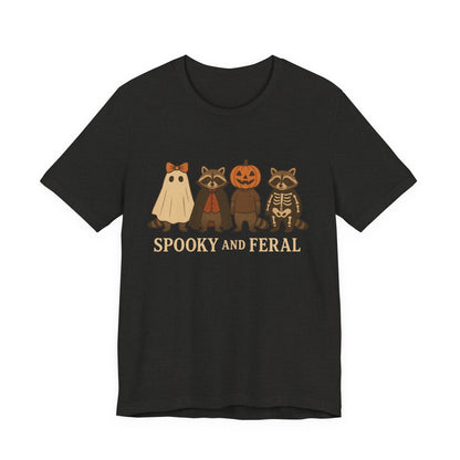 Spooky Raccoon Shirt, Funny Halloween Graphic Tee, Cute Vintage Fall T-Shirt, Trendy Womens Halloween Shirt, Feral Raccoon Tee