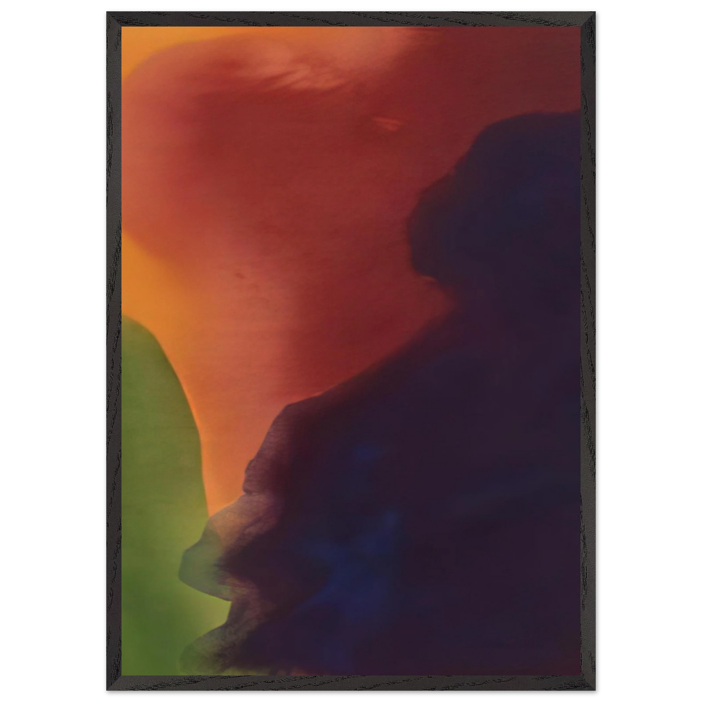 Helen Frankenthaler - Blue Atmosphere III - 1963 Wall art - 28x43  cm / XL (11x17 inches) - Premium Wooden Framed Poster With Fine Art Paper - Wood frame