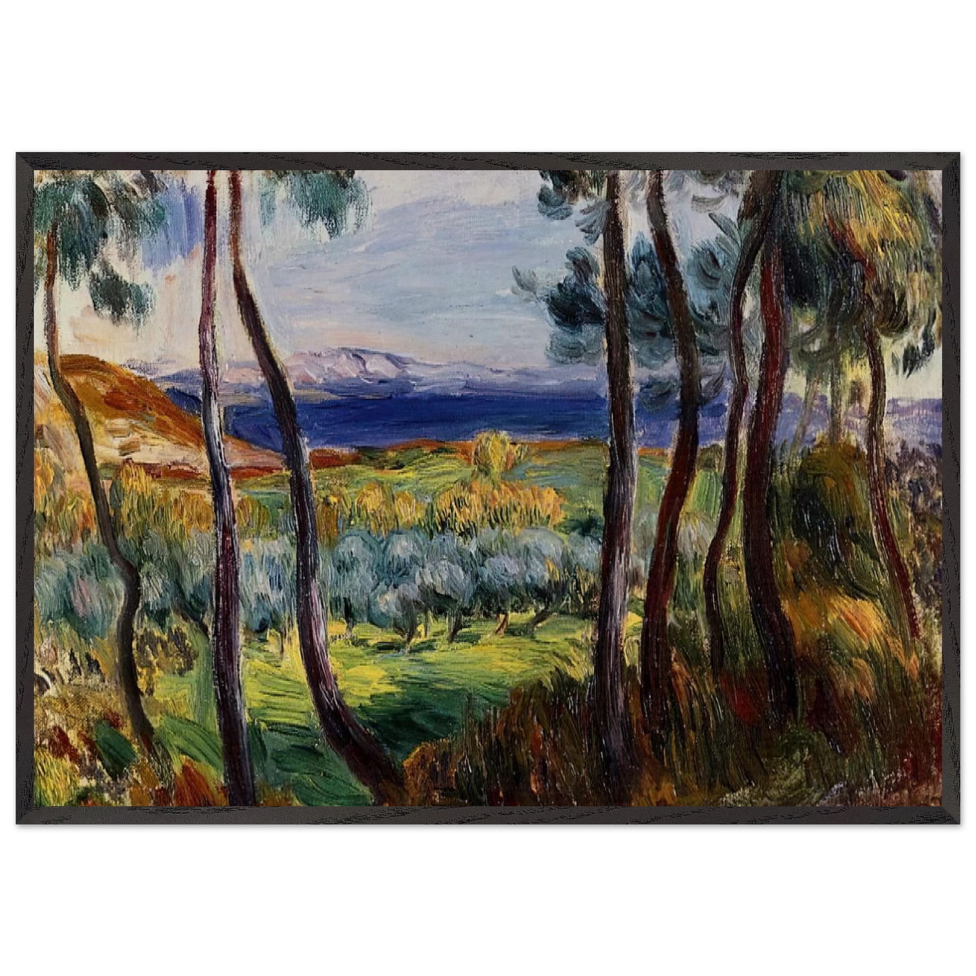 Pines in the Vicinity of Cagnes - Pierre-Auguste Renoir Framed Art Print – Black Wooden Frame - Default Title - -Framed Art Print
