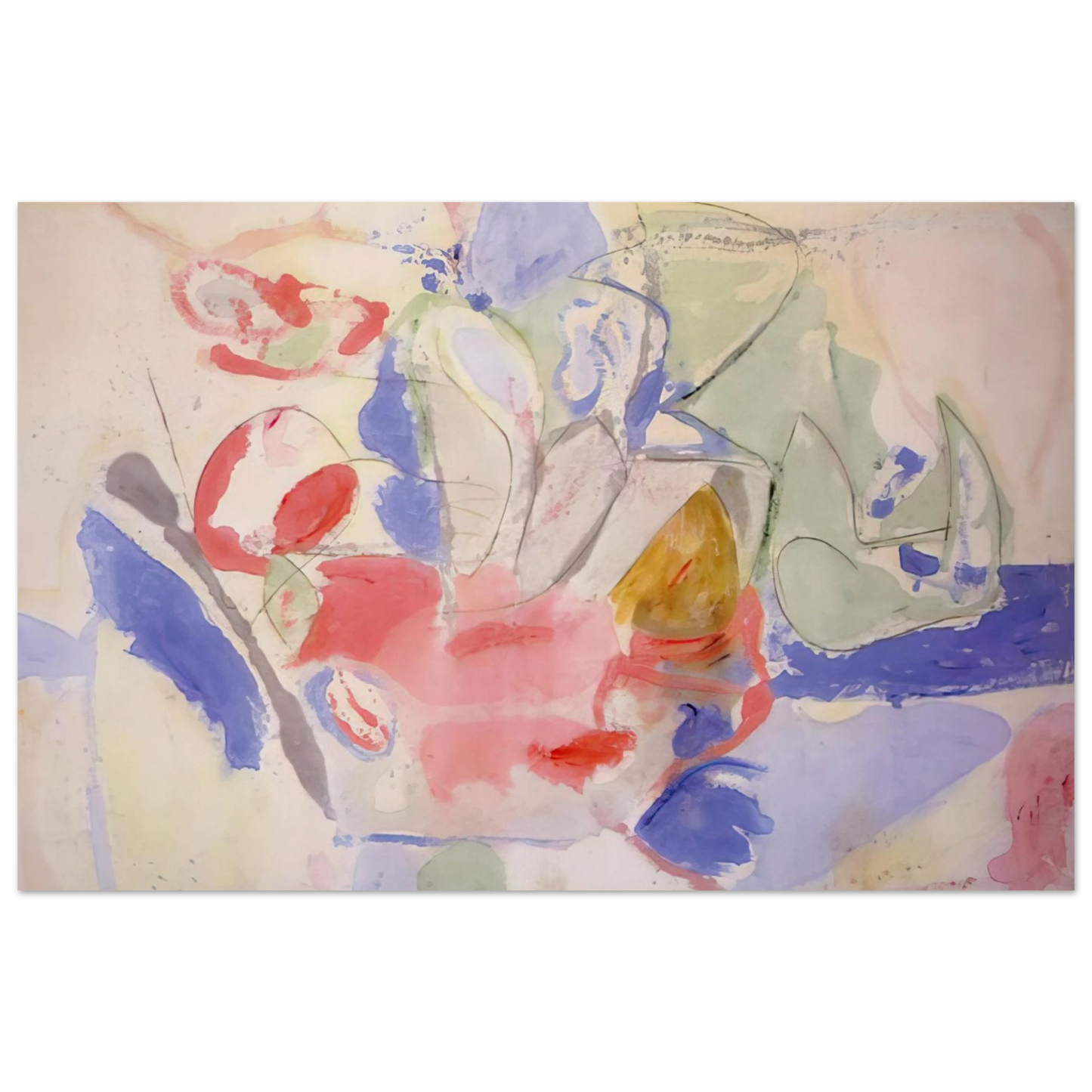 Helen Frankenthaler - Mountains and Sea - 1952 Wall art - 40x50 cm / 16x20 Inches - Premium Wooden Framed Poster With Fine Art Paper - White frame