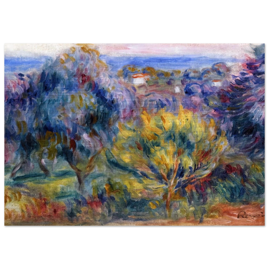 Landscape with a View of the Sea - Pierre-Auguste Renoir Brushed Aluminum Print - 70x100 cm / 28x40 inches | Pierre-Auguste Renoir Aluminum Print | Pierre-Auguste Renoir Prints