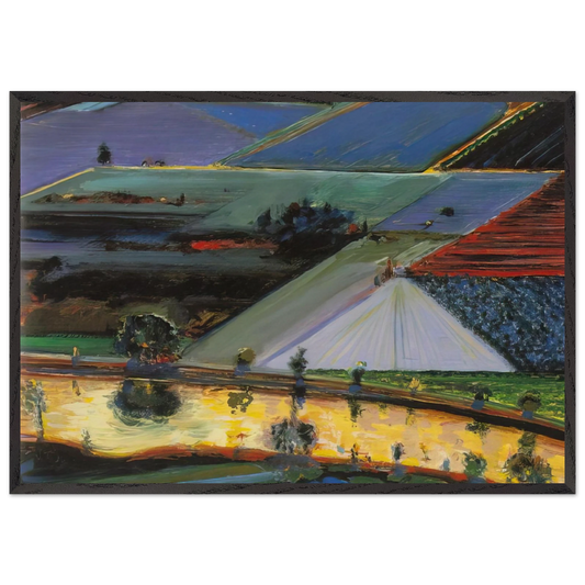 Farm Channel - 1996 - Wayne Thiebaud Framed Art Print – Black Wooden Frame - Default Title - -Framed Art Print