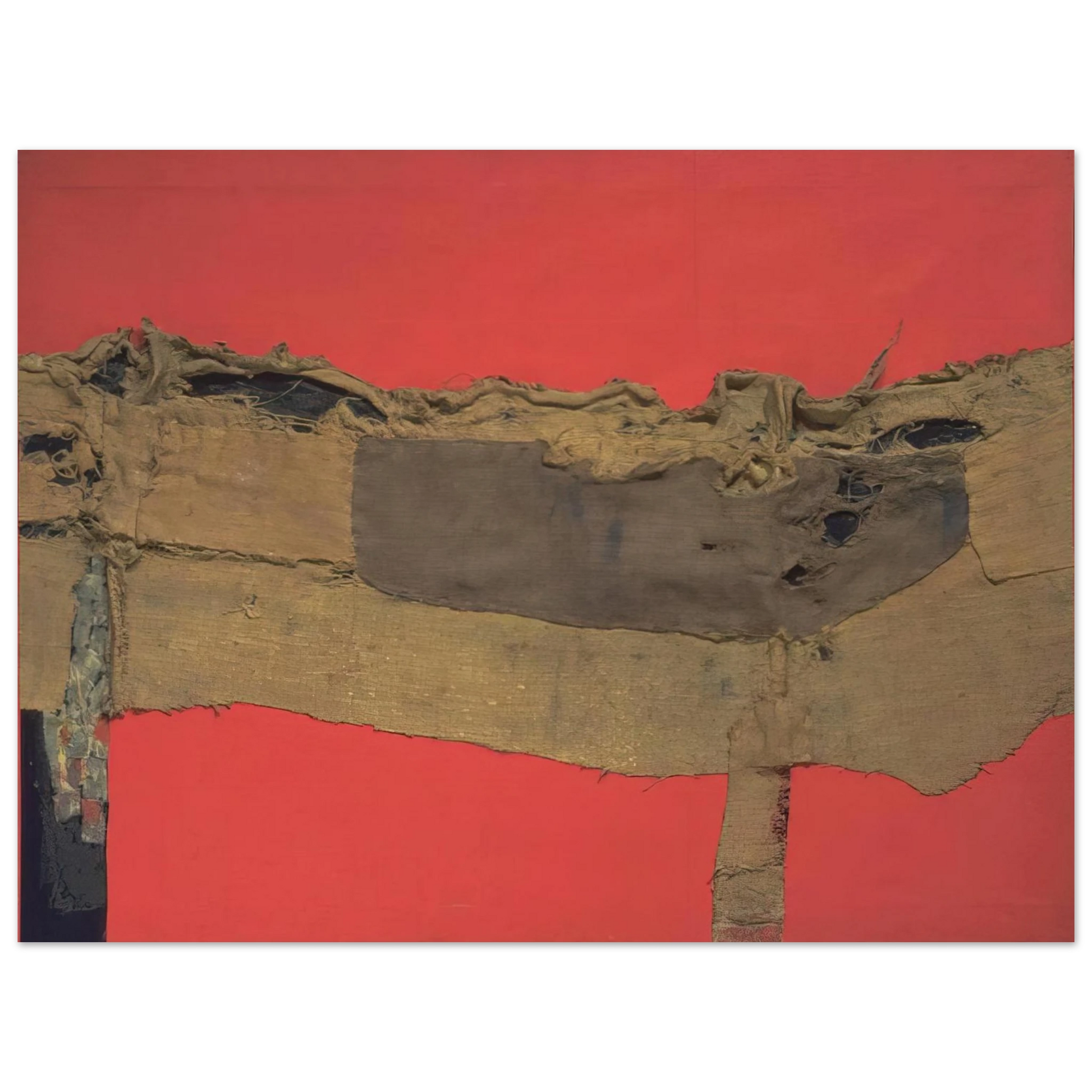 Alberto Burri - Sacking and Red - 1954 Fine Art Poster - Default Title