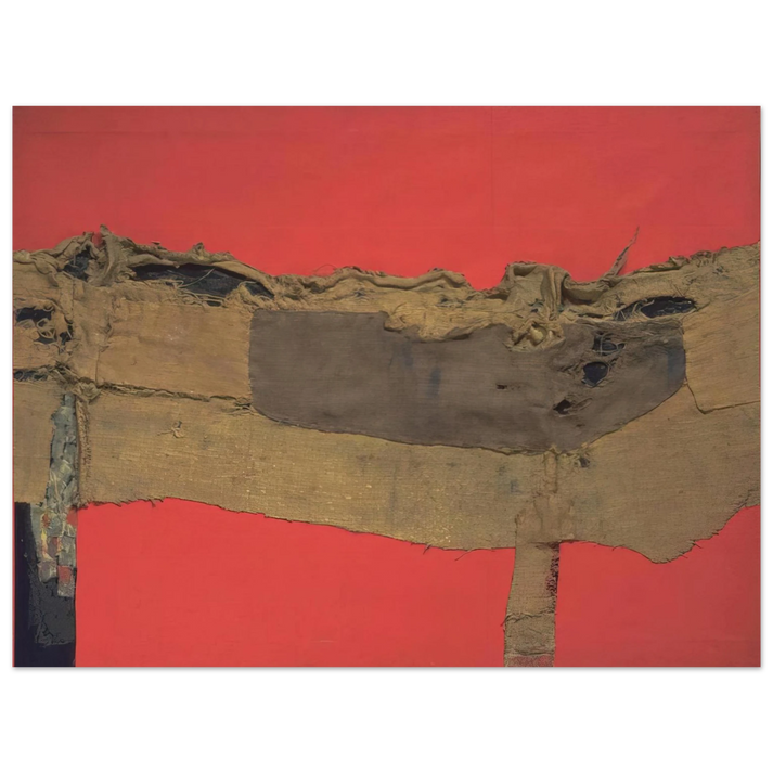 Alberto Burri - Sacking and Red - 1954  75x100 cm / 30x40inches Fine Art Poster