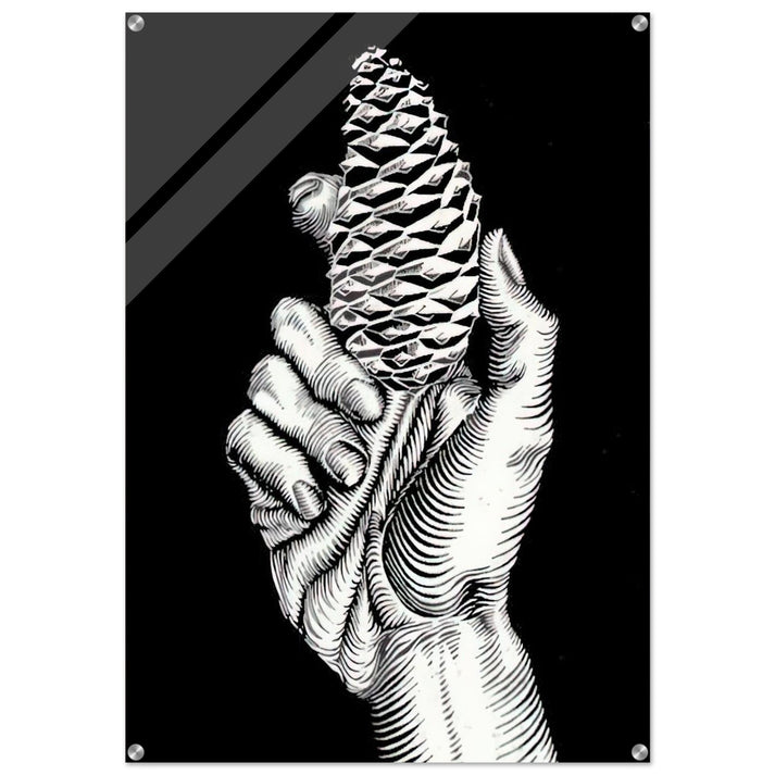 HAND WITH FIR CONE - MC Escher Acrylic Print - 70x100 cm / 28x40″ inches | MC Escher Wall Art | MC Escher Prints