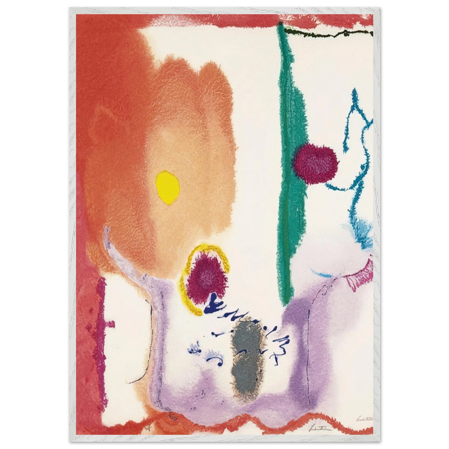 Helen Frankenthaler - Beginnings - 2002 Wall art - A2 (42 x 59.4  cm) - Premium Wooden Framed Poster With Fine Art Paper - White frame