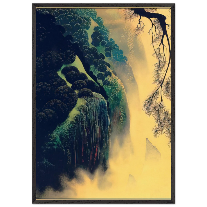 Jeweled Coast - Eyvind Earle 70x100 cm / 28x40 inches Framed Art Print – Black Wooden Frame