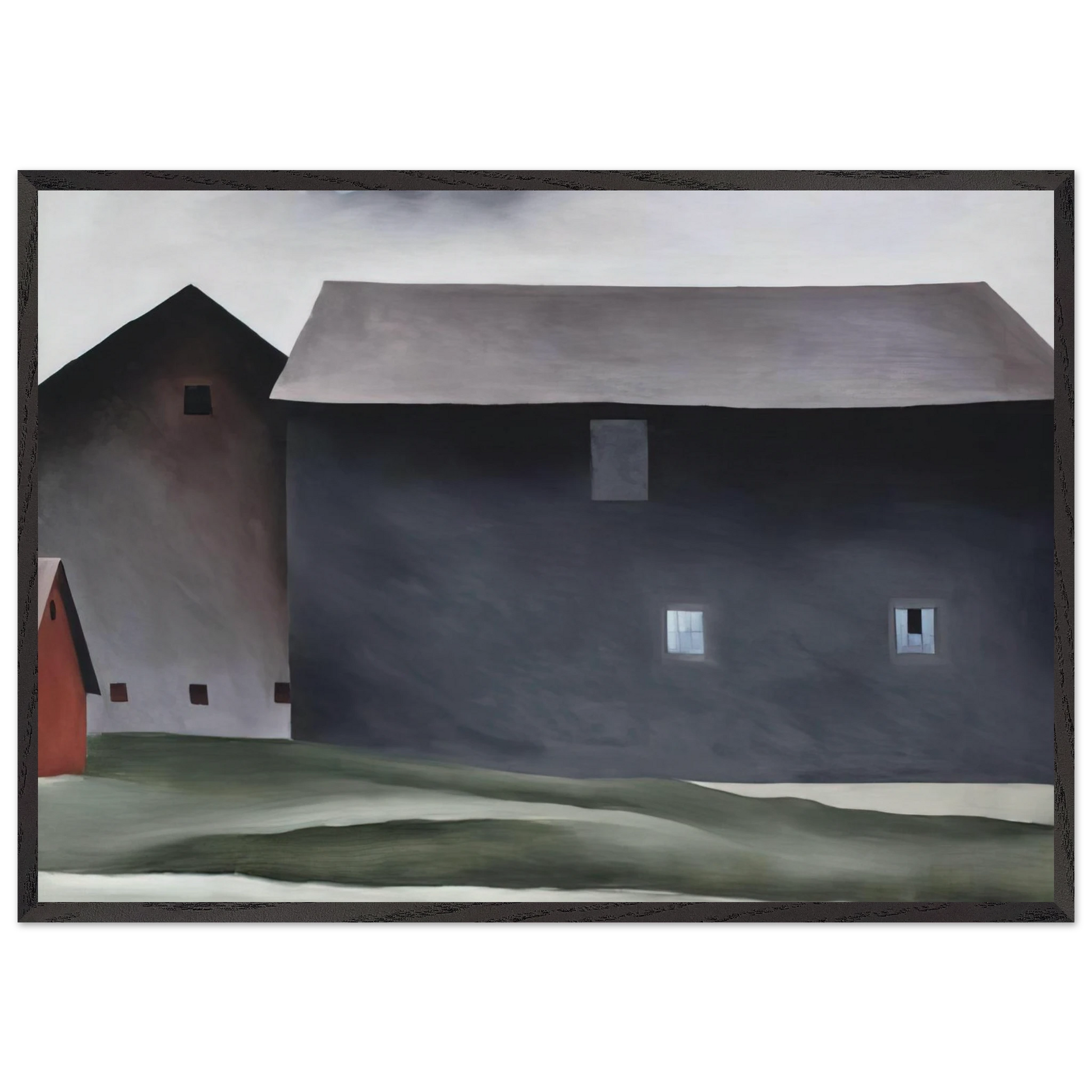 Lake George Barns - Georgia OKeeffe 70x100 cm / 28x40 inches Framed Art Print – Black Wooden Frame