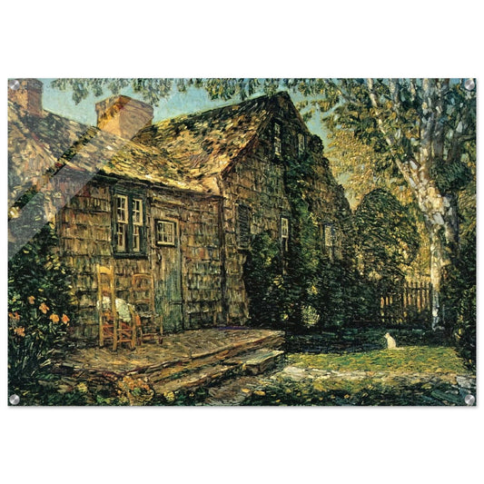 Little Old Cottage, Egypt Lane, East Hampton - Childe Hassam Acrylic Print - 70x100 cm / 28x40″ inches | Childe Hassam Wall Art | Childe Hassam Prints