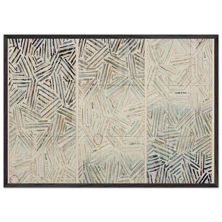BETWEEN THE CLOCK AND THE BED 1989 - Jasper Johns 70x100 cm / 28x40 inches Framed Art Print – Black Wooden Frame