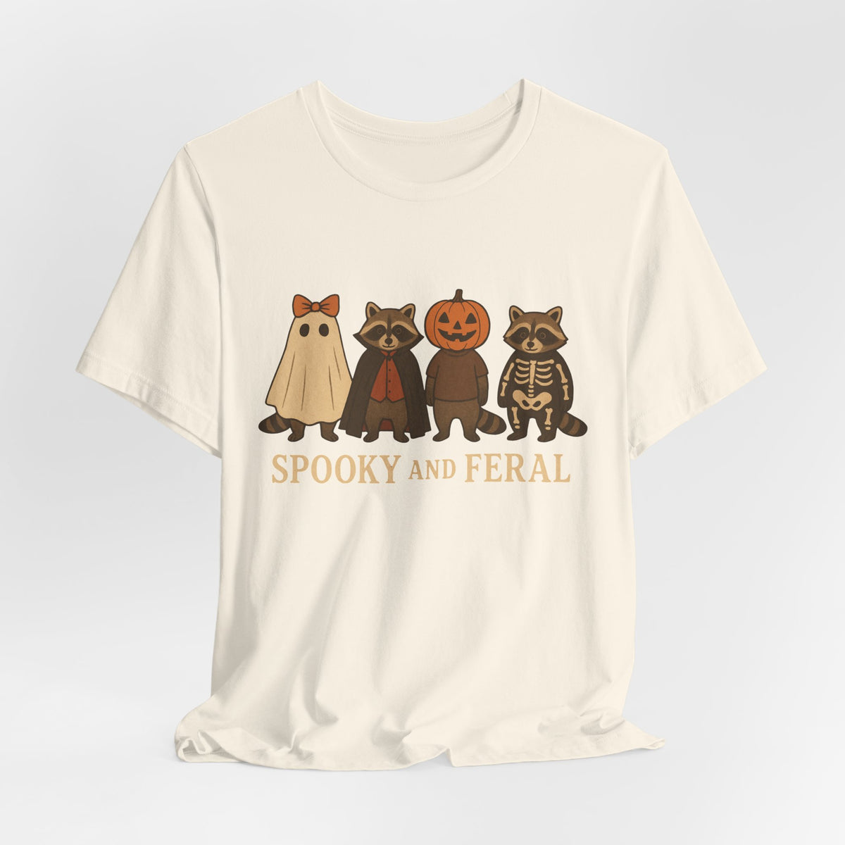 Spooky Raccoon Shirt, Funny Halloween Graphic Tee, Cute Vintage Fall T-Shirt, Trendy Womens Halloween Shirt, Feral Raccoon Tee