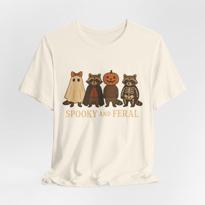 Spooky Raccoon Shirt, Funny Halloween Graphic Tee, Cute Vintage Fall T-Shirt, Trendy Womens Halloween Shirt, Feral Raccoon Tee