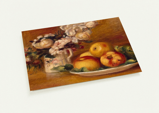 Apples and Flowers By Pierre-Auguste Renoir Pack of 10 Post Cards | Pierre-Auguste Renoir Post Cards | A6 (10.5 x 14.8 cm) - 4.1 x 5.8 inches