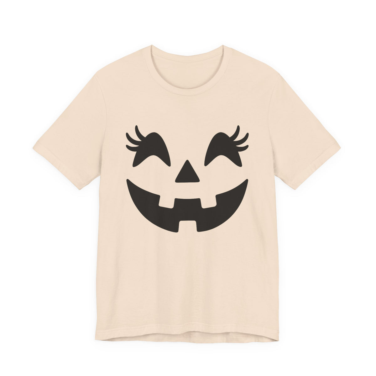 Jack O Lantern Face Pumpkin Eyelashes Halloween Women Girls T-Shirt