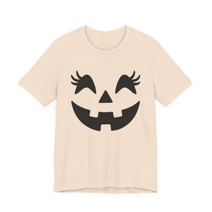 Jack O Lantern Face Pumpkin Eyelashes Halloween Women Girls T-Shirt