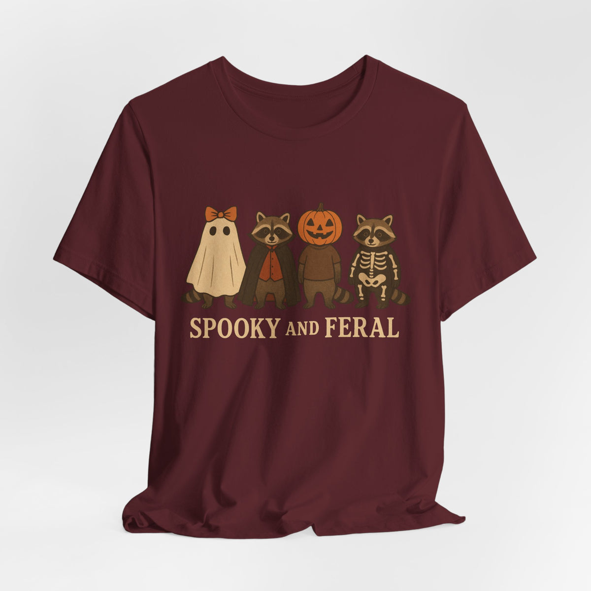 Spooky Raccoon Shirt, Funny Halloween Graphic Tee, Cute Vintage Fall T-Shirt, Trendy Womens Halloween Shirt, Feral Raccoon Tee
