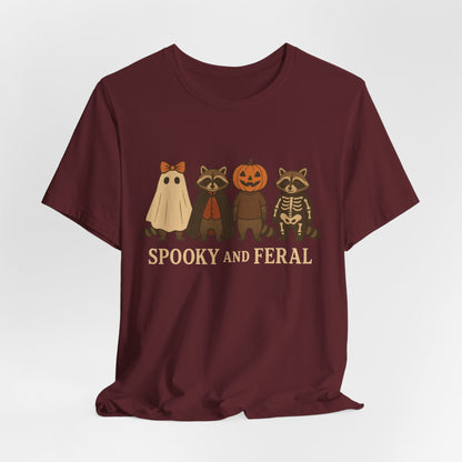 Spooky Raccoon Shirt, Funny Halloween Graphic Tee, Cute Vintage Fall T-Shirt, Trendy Womens Halloween Shirt, Feral Raccoon Tee
