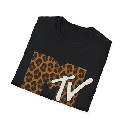 Vintage MTV Cheetah Print Graphic T-Shirt Retro Music Television 80s 90s Throwback Band Tee Unisex Animal Print Rock Shirt