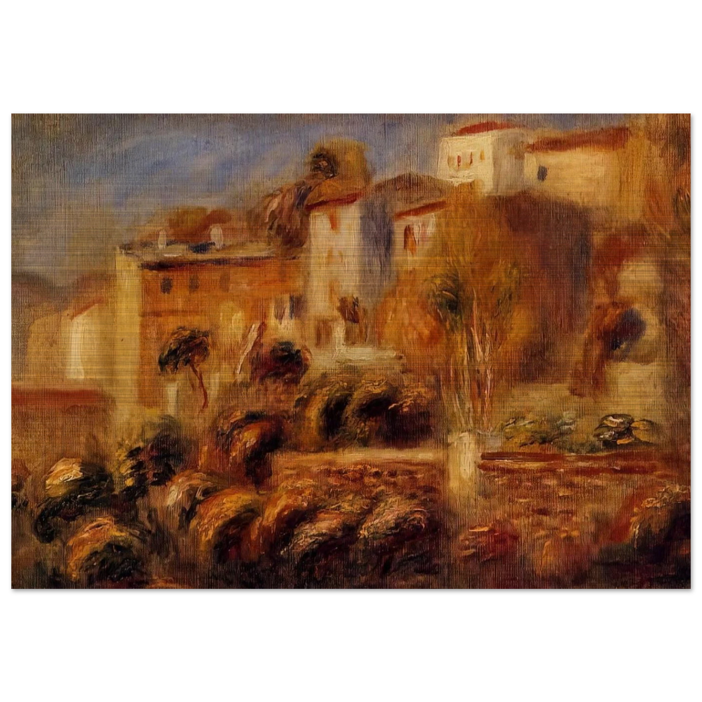 Houses at Cagnes - Pierre-Auguste Renoir Brushed Aluminum Print - 70x100 cm / 28x40 inches | Pierre-Auguste Renoir Aluminum Print | Pierre-Auguste Renoir Prints
