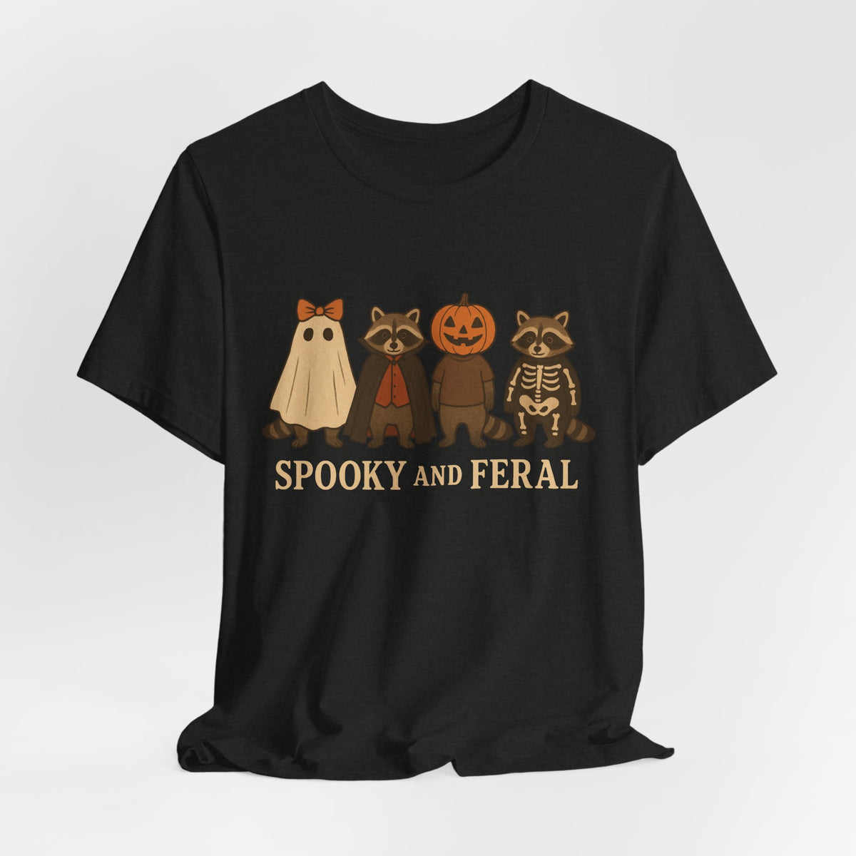 Spooky Raccoon Shirt, Funny Halloween Graphic Tee, Cute Vintage Fall T-Shirt, Trendy Womens Halloween Shirt, Feral Raccoon Tee