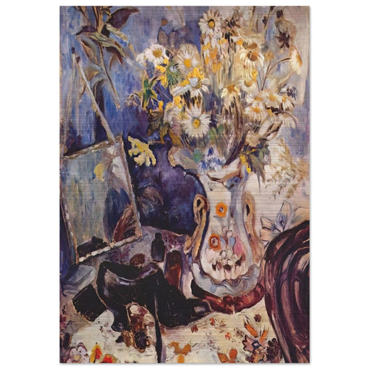 Still life with shoe and mirror - 1906 - Natalia Goncharova Brushed Aluminum Print - 70x100 cm / 28x40 inches | Natalia Goncharova Aluminum Print | Natalia Goncharova Prints