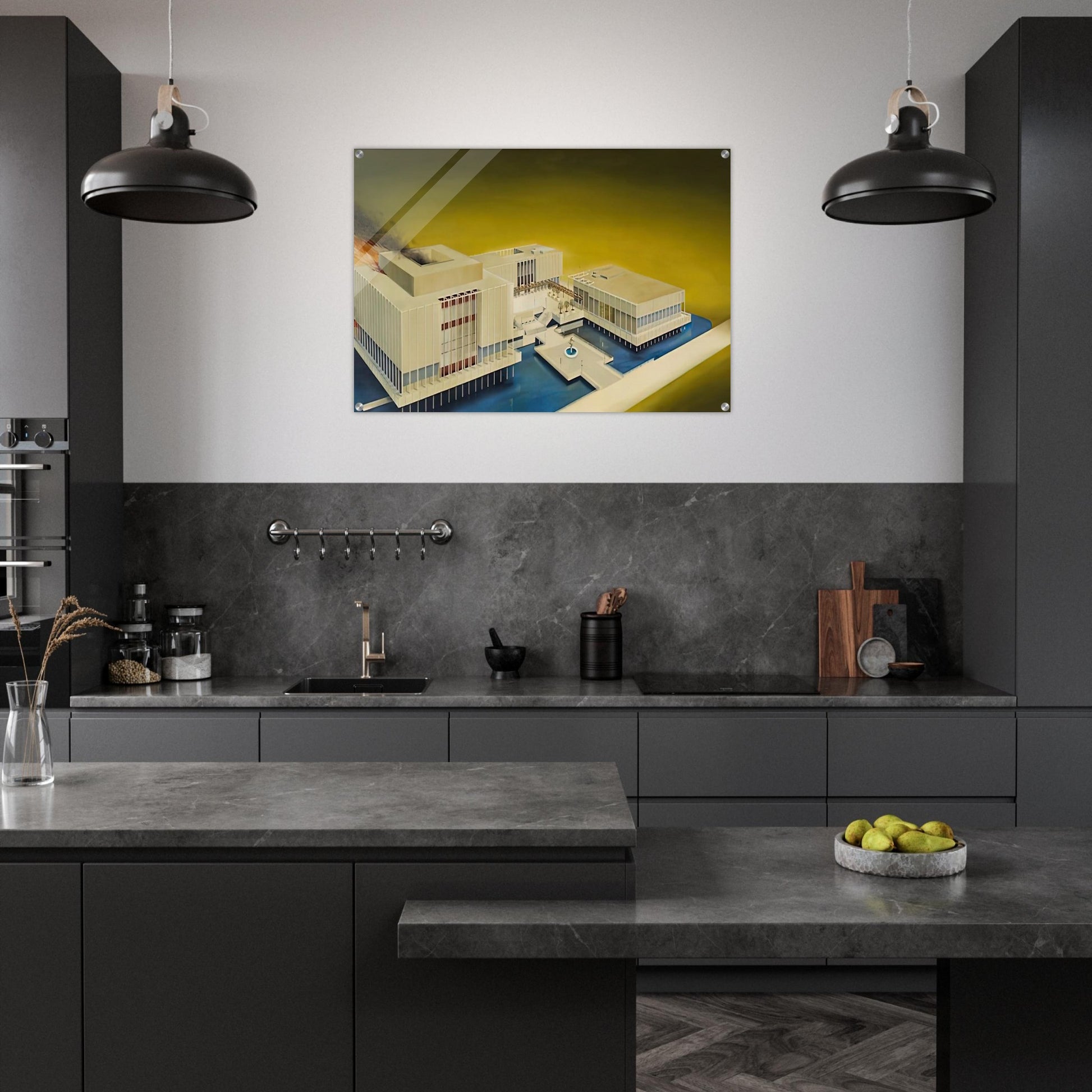 THE LOS ANGELES COUNTY MUSEUM ON FIRE 1968 - Edward Ruscha Acrylic Print - 70x100 cm / 28x40″ inches | Edward Ruscha Wall Art | Edward Ruscha Prints