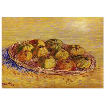 Still Life with Basket of Apples - Vincent van Gogh Brushed Aluminum Print - 70x100 cm / 28x40 inches | Vincent van Gogh Aluminum Print | Vincent van Gogh Prints