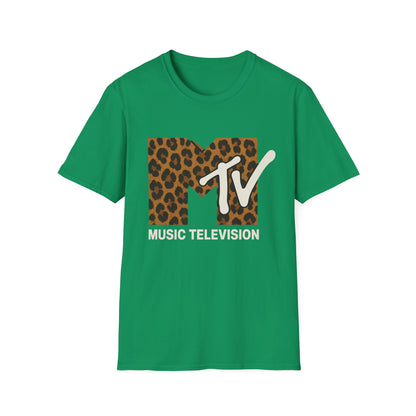 Vintage MTV Cheetah Print Graphic T-Shirt Retro Music Television 80s 90s Throwback Band Tee Unisex Animal Print Rock Shirt