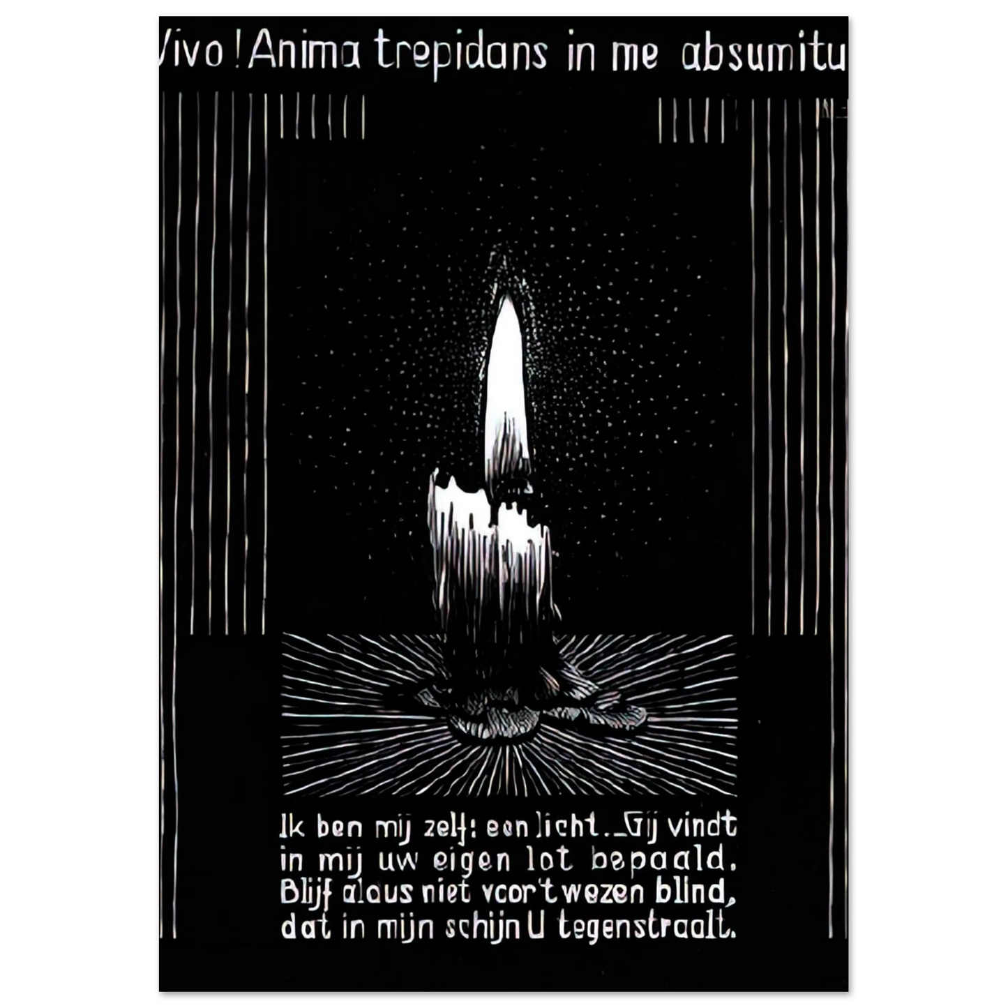 MC Escher - EMBLEMATA CANDLE FLAME Wall Art - 60x80 cm / 24x32 inches - Fine Art Poster - -