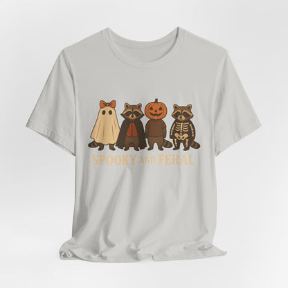 Spooky Raccoon Shirt, Funny Halloween Graphic Tee, Cute Vintage Fall T-Shirt, Trendy Womens Halloween Shirt, Feral Raccoon Tee