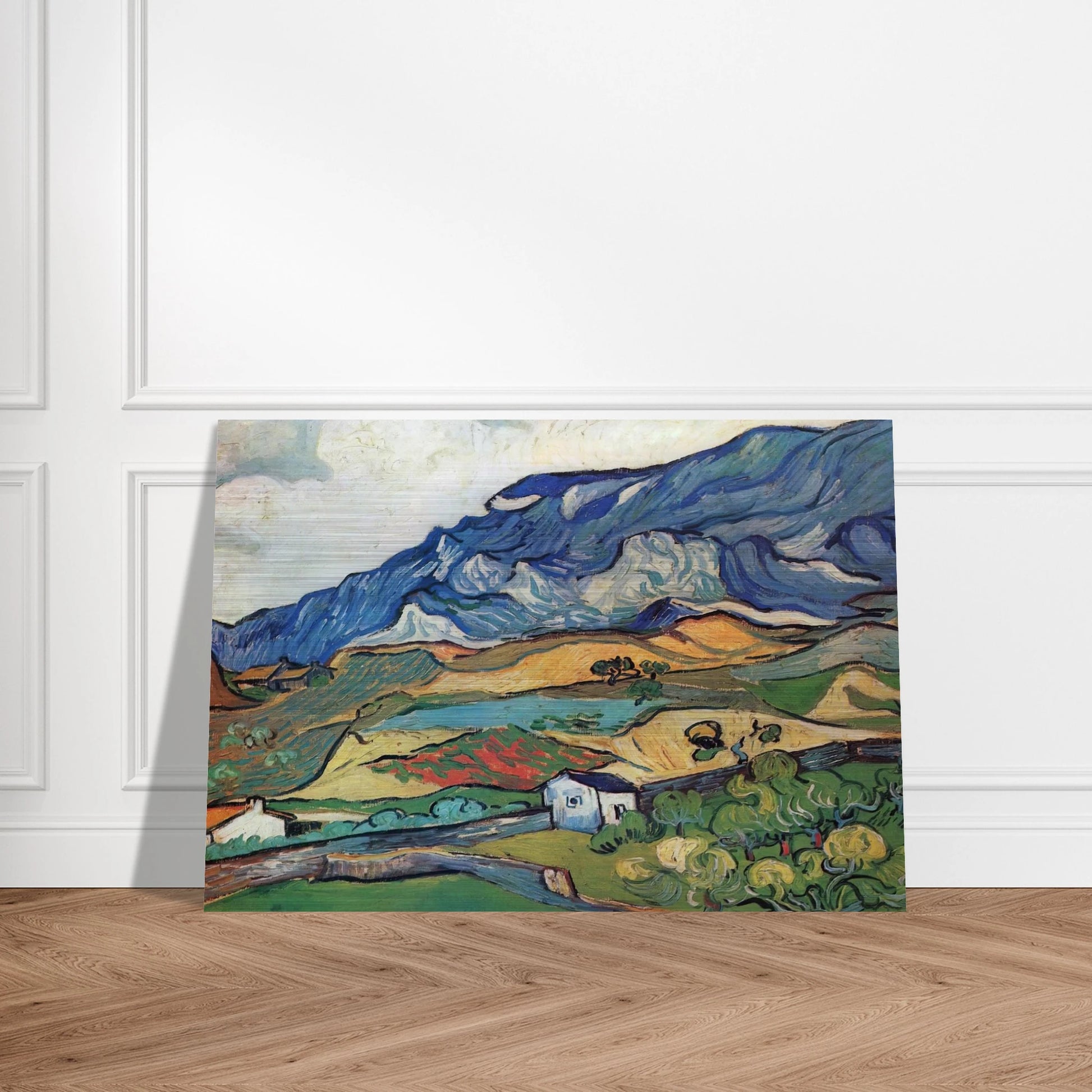 Les Alpilles, Mountain Landscape near South-Reme - Vincent van Gogh Brushed Aluminum Print - 70x100 cm / 28x40 inches | Vincent van Gogh Aluminum Print | Vincent van Gogh Prints