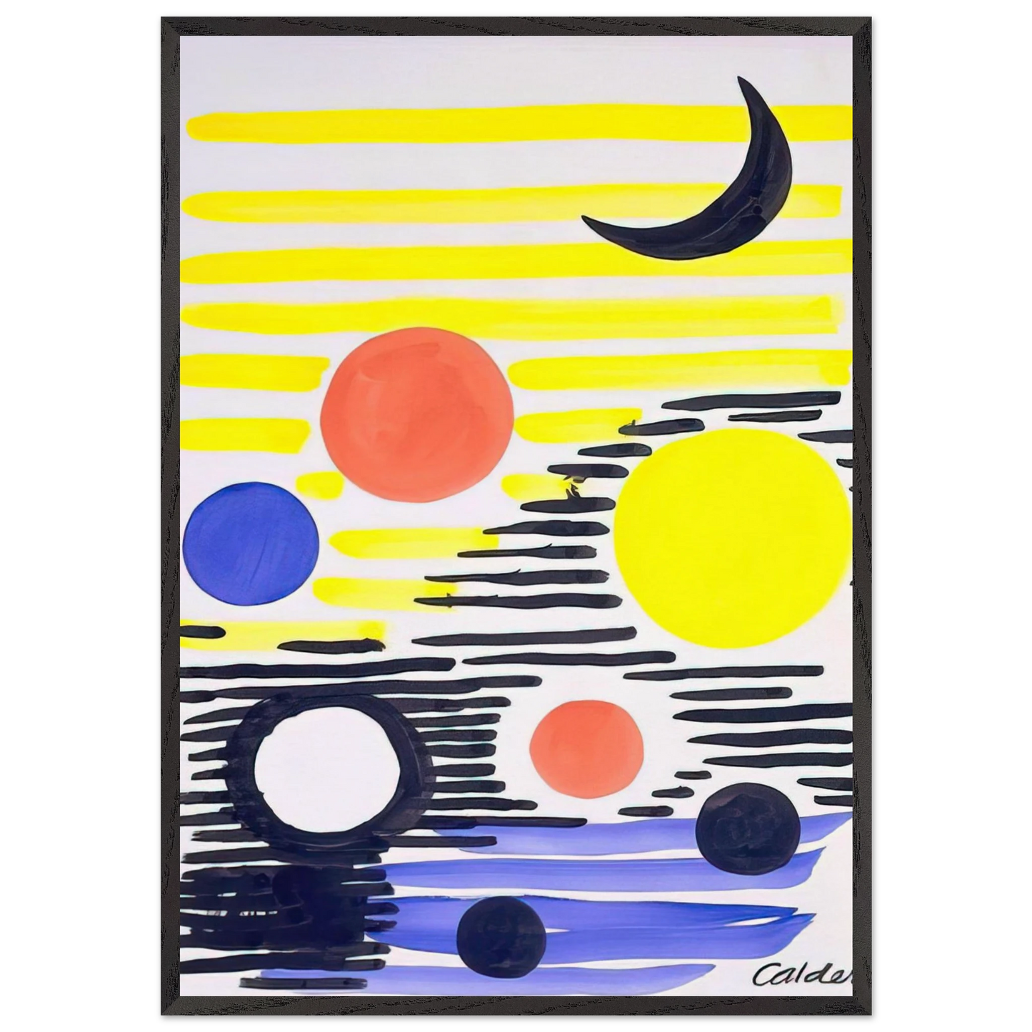7 CIRCLES ABSTRACT 1966 - Alexander Calder Framed Art Print – Black Wooden Frame - Default Title - -Framed Art Print
