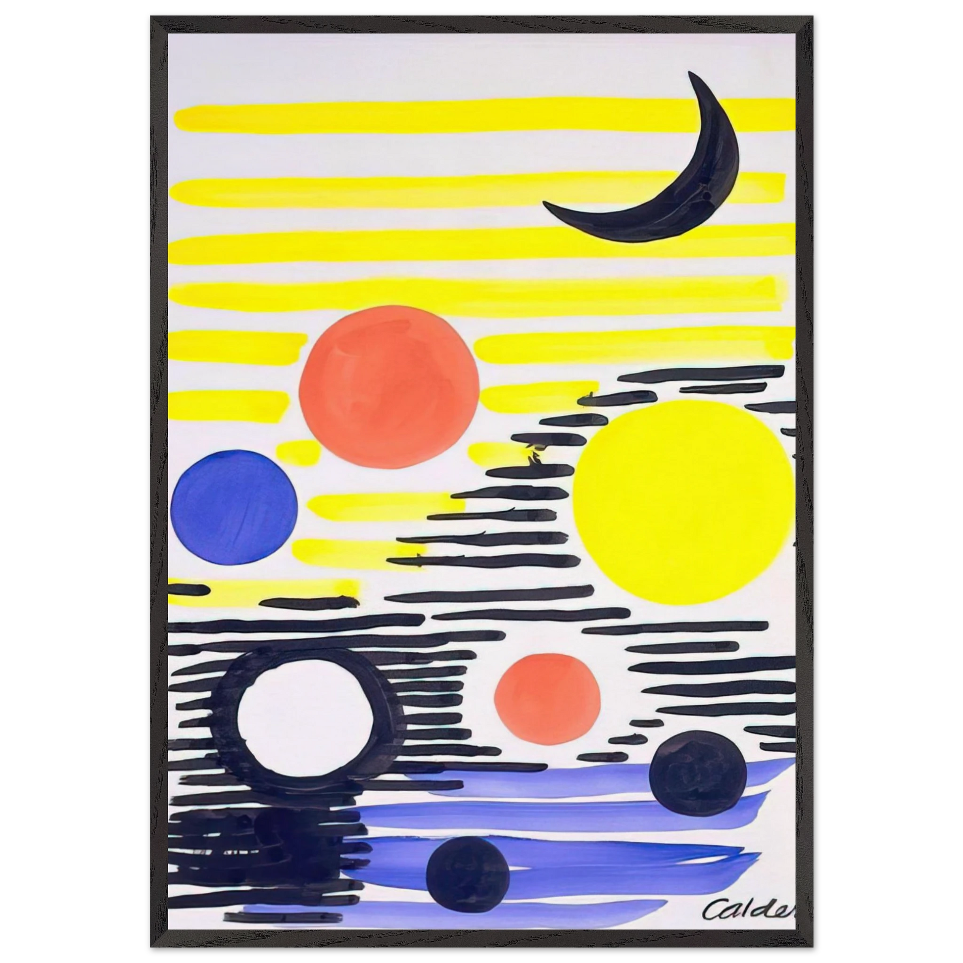7 CIRCLES ABSTRACT 1966 - Alexander Calder Framed Art Print – Black Wooden Frame - Default Title - -Framed Art Print