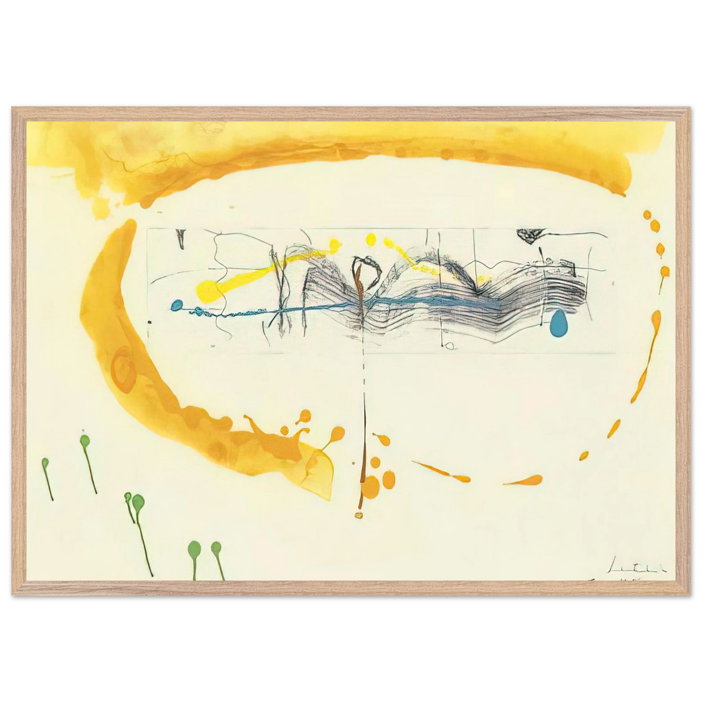 Helen Frankenthaler - Making Music - 2000 Wall art - 28x43  cm / XL (11x17 inches) - Premium Wooden Framed Poster With Fine Art Paper - Black frame