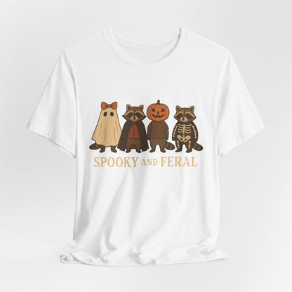 Spooky Raccoon Shirt, Funny Halloween Graphic Tee, Cute Vintage Fall T-Shirt, Trendy Womens Halloween Shirt, Feral Raccoon Tee