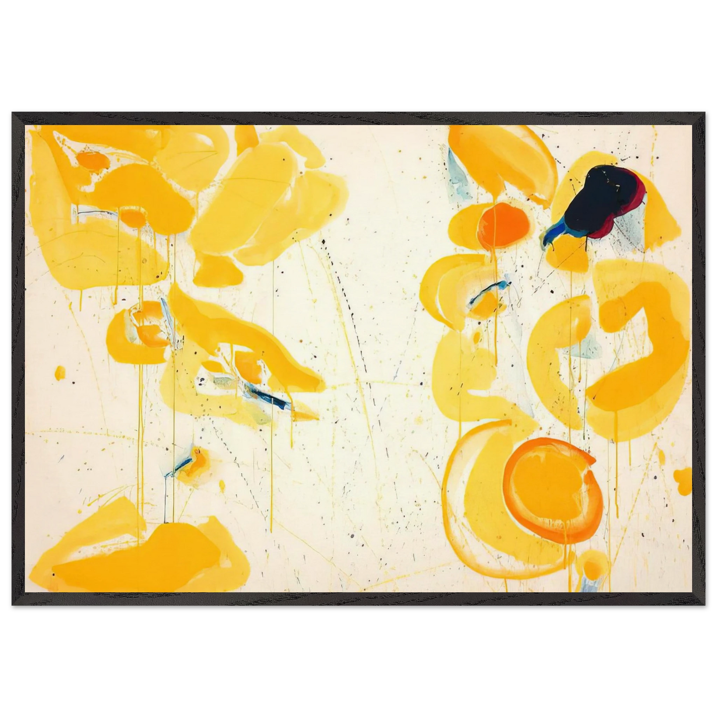 Untitled  Yellow  - Sam Francis Framed Art Print – Black Wooden Frame - Default Title - -Framed Art Print