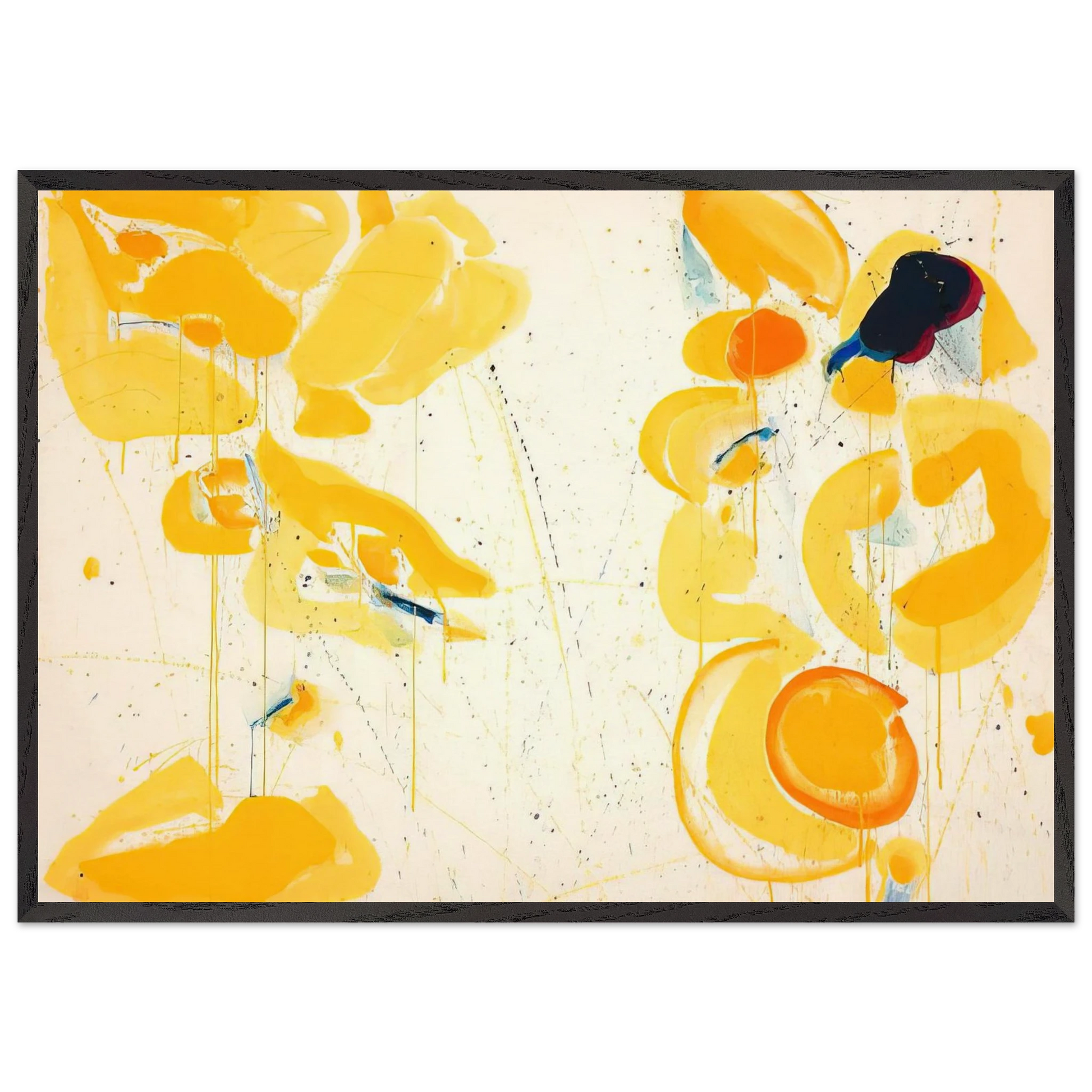 Untitled  Yellow  - Sam Francis Framed Art Print – Black Wooden Frame - Default Title - -Framed Art Print