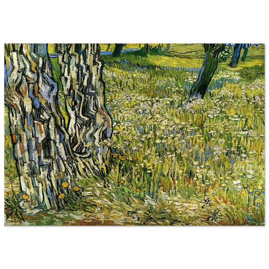 Tree Trunks in the Grass - Vincent van Gogh Brushed Aluminum Print - 70x100 cm / 28x40 inches | Vincent van Gogh Aluminum Print | Vincent van Gogh Prints