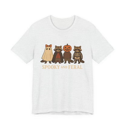 Spooky Raccoon Shirt, Funny Halloween Graphic Tee, Cute Vintage Fall T-Shirt, Trendy Womens Halloween Shirt, Feral Raccoon Tee