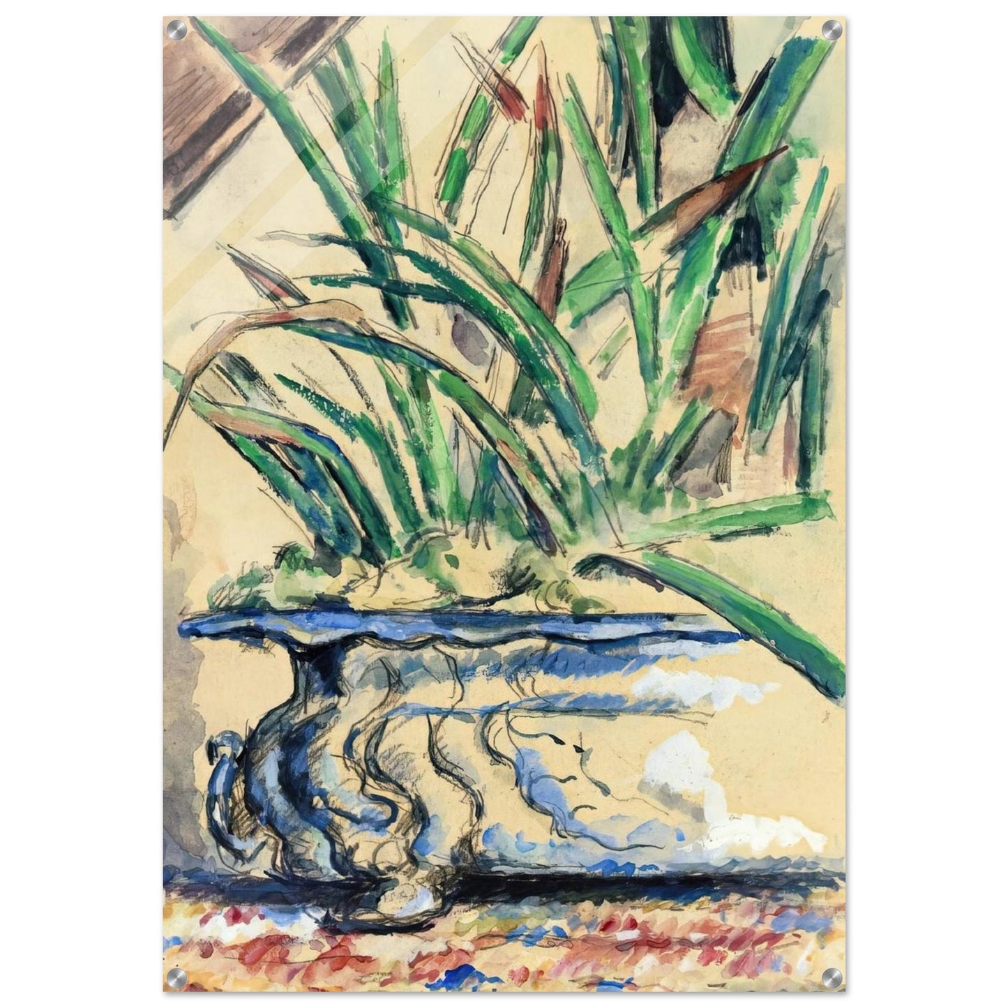 Blue Flowerpot - Paul Cézanne Acrylic Print - 70x100 cm / 28x40″ inches | Paul Cézanne Wall Art | Paul Cézanne Prints