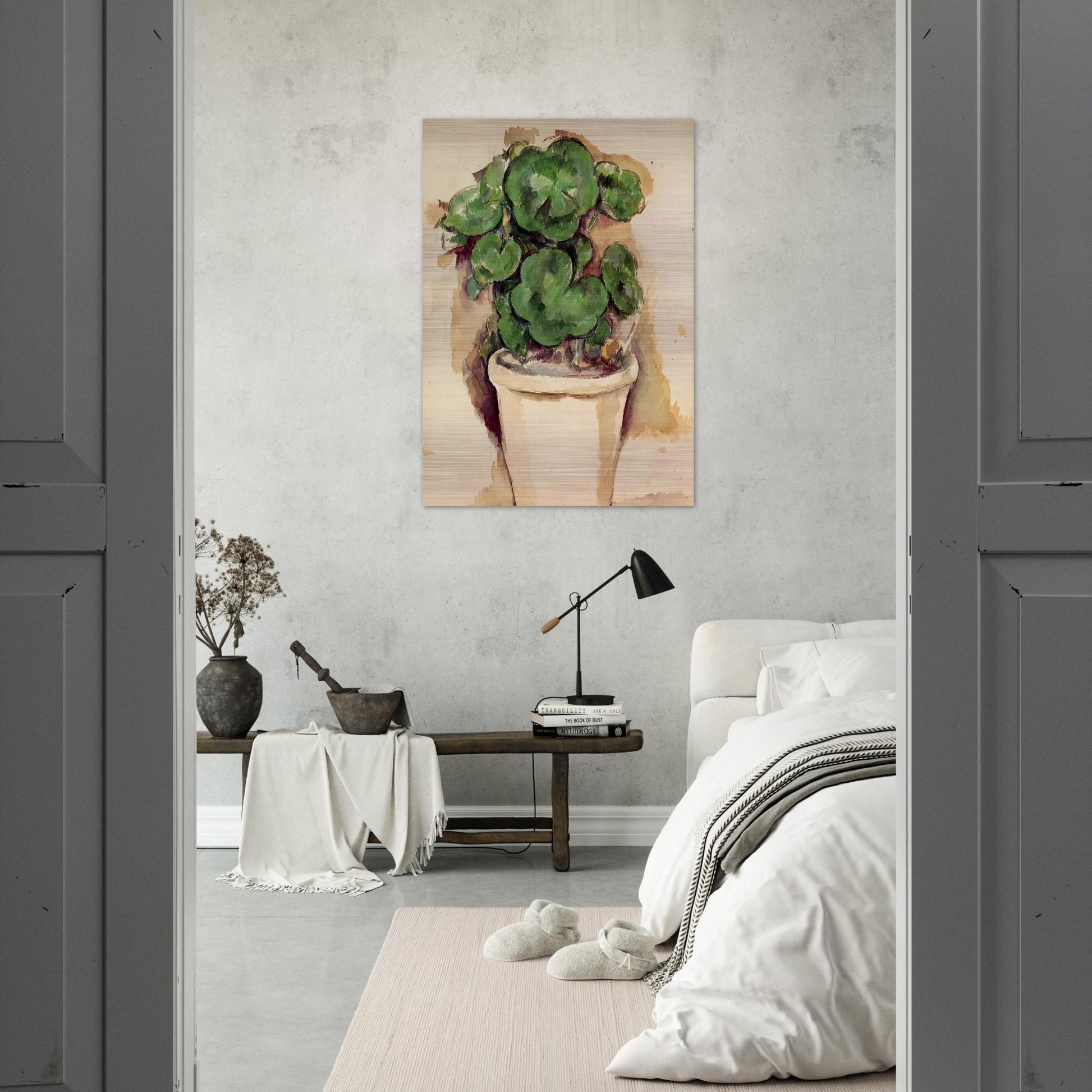 Pot of Geraniums - Paul Cézanne Brushed Aluminum Print - 70x100 cm / 28x40 inches | Paul Cézanne Aluminum Print | Paul Cézanne Prints