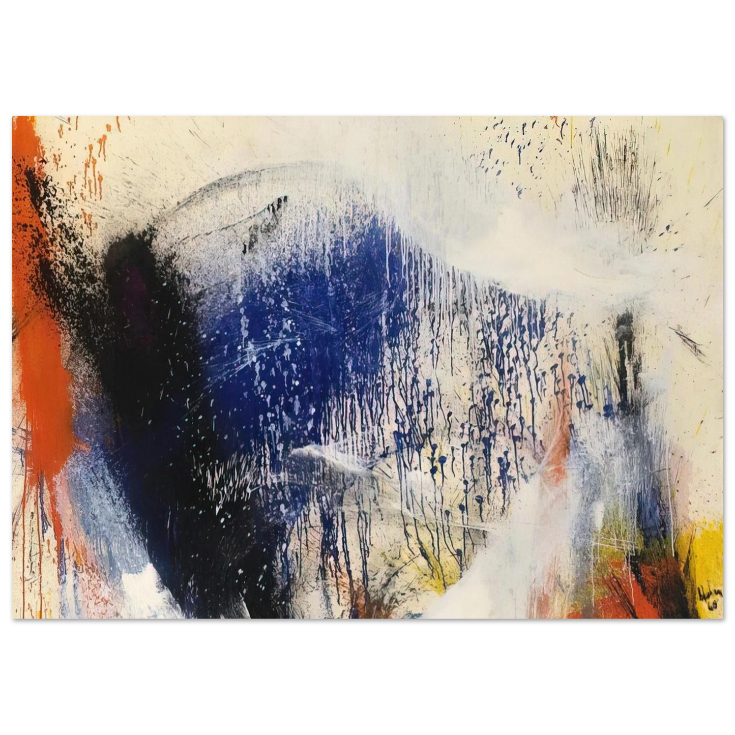Helen Frankenthaler - Untitled - 1960 Wall art - 21x29.7 cm / 8x12" - Premium Wooden Framed Poster With Fine Art Paper - White frame