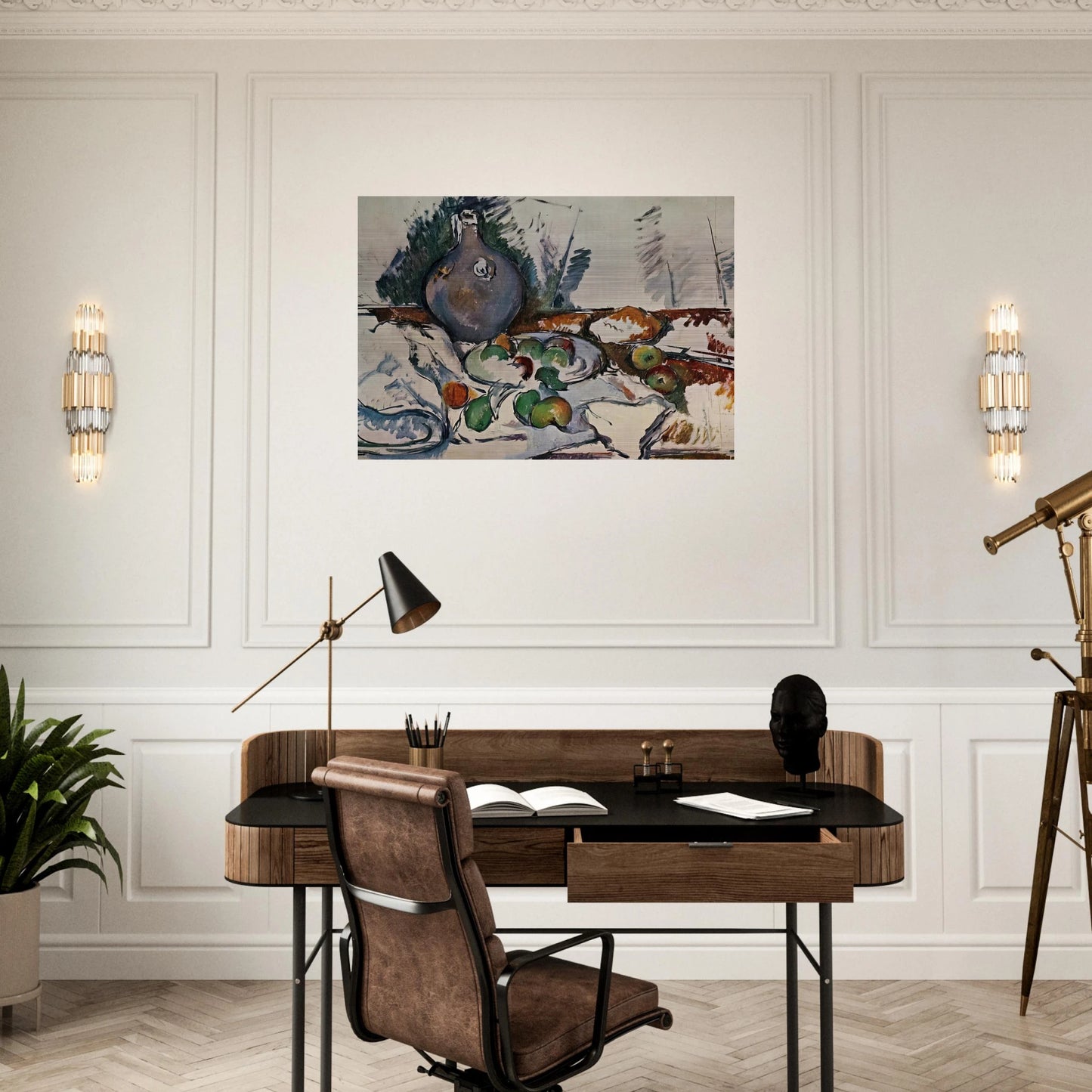 Still Life with Water Jug - Paul Cézanne Brushed Aluminum Print - 70x100 cm / 28x40 inches | Paul Cézanne Aluminum Print | Paul Cézanne Prints