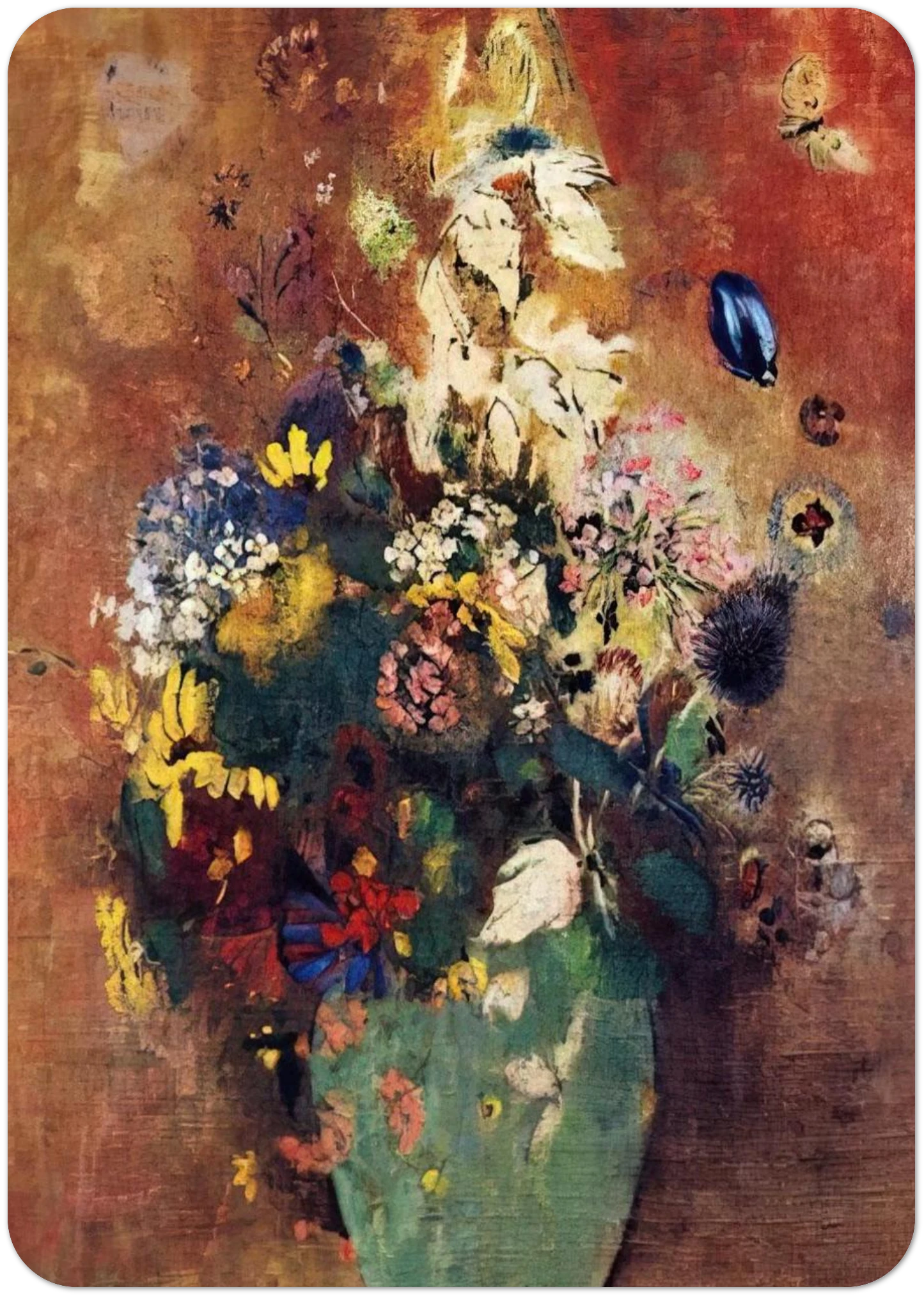 GREEN VASE By Odilon Redon Pack of 10 Post Cards | Odilon Redon Post Cards | A6 (10.5 x 14.8 cm) - 4.1 x 5.8 inches