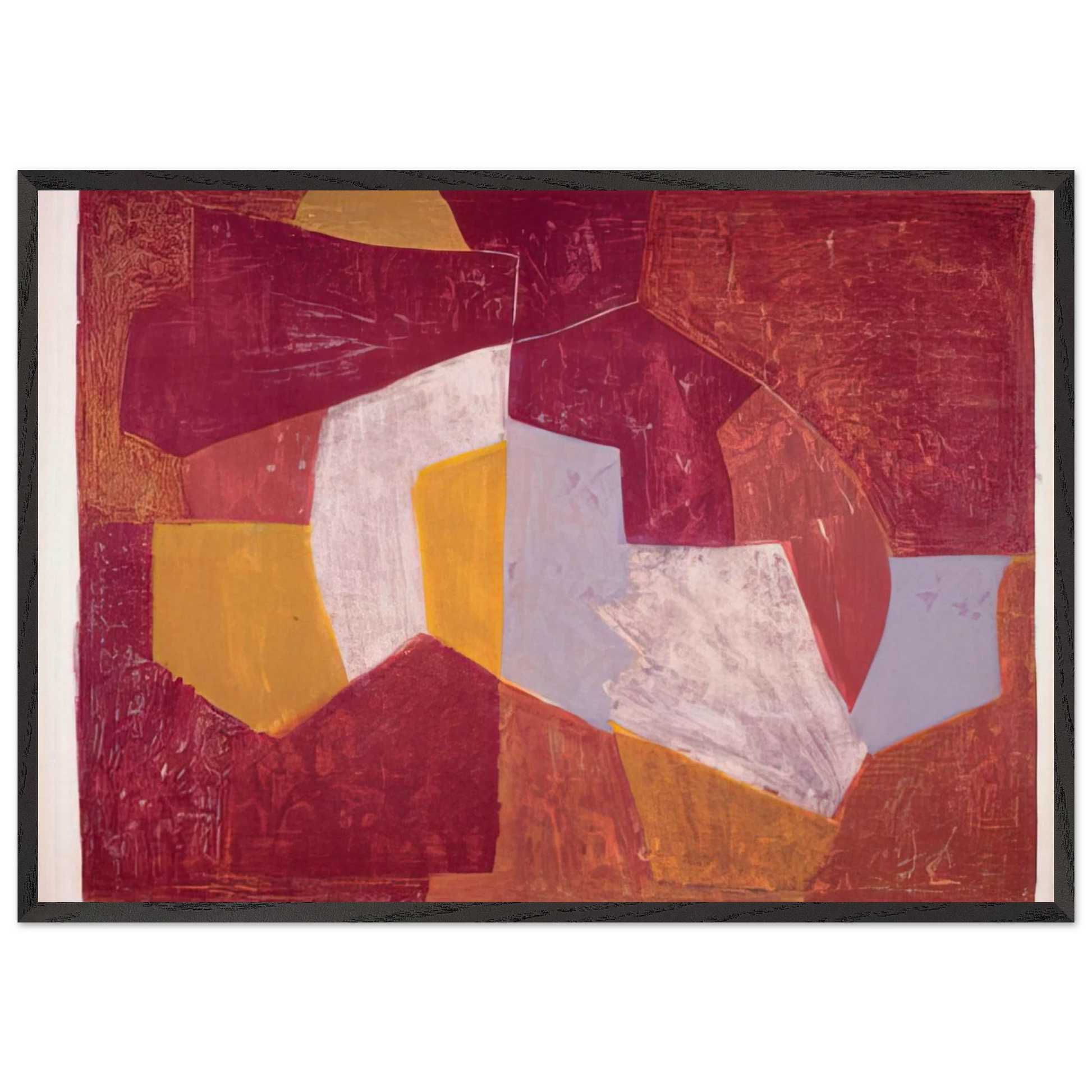 Composition carmin brune jaune et grise - 1956 - Serge Poliakoff Framed Art Print – Black Wooden Frame - Default Title - -Framed Art Print