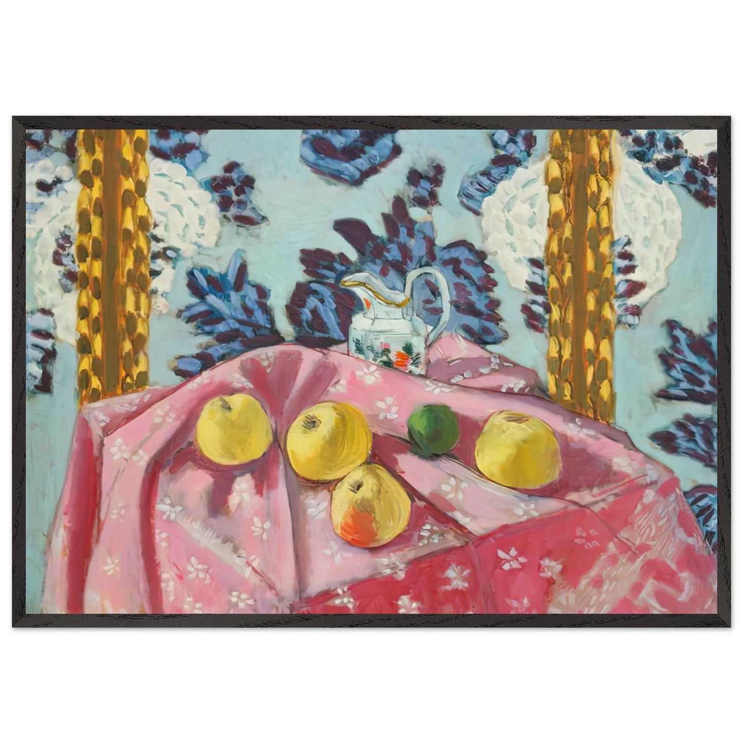 STILL LIFE WITH APPLES ON A PINK TABLECLOTH 1924 - Henri Matisse Framed Art Print – Black Wooden Frame - Default Title - -Framed Art Print