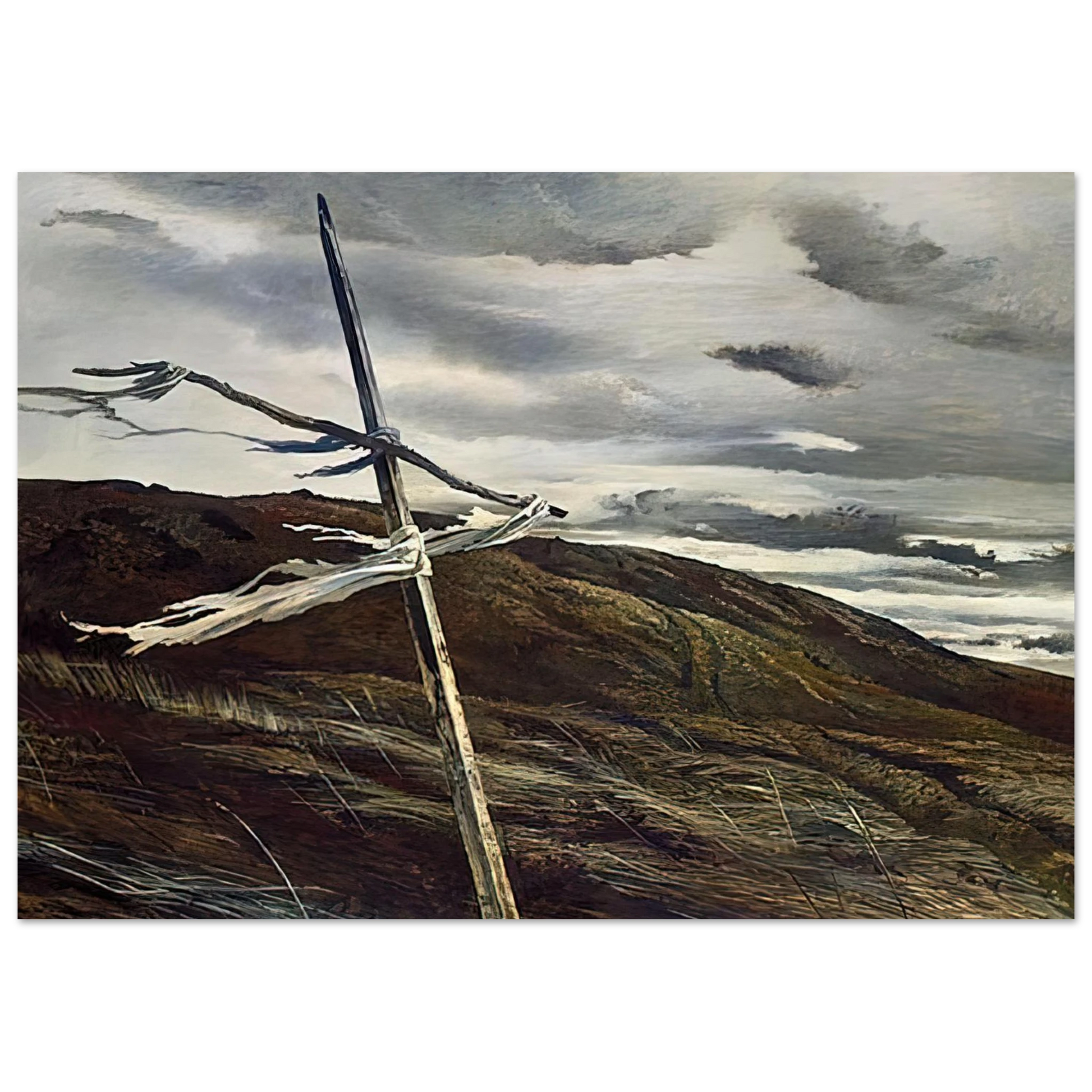 Andrew Wyeth - DODGES RIDGE 1947 Wall Art - 21x29.7 cm / 8x12" - Premium Wooden Framed Poster With Fine Art Paper - Black frame